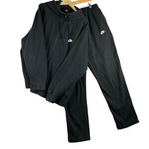Nike Club Fleece Sweatsuit Set Mens 3XL Black 2 Piece Full Zip Hoodie Pants READ